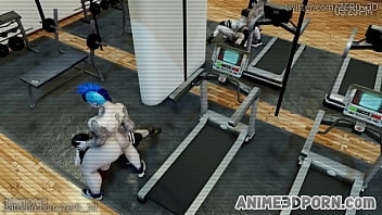 Play Two shemales bang brunette in a gym threesome
