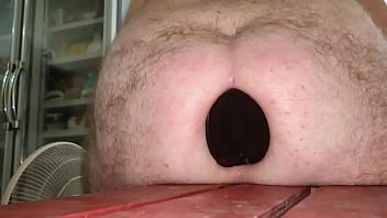 Play Huge black dildo inserted in my ass balls inside as well