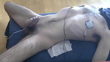 Play Male tied, edged with vibrator and nipple estim