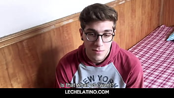 Play Latin nerd gets big dick jerked off by oily hand