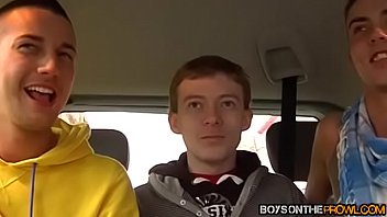 Play Schoolboy twink fucked and sucked in hardcore van threesome