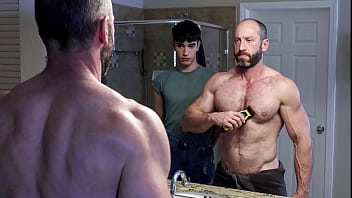 Play Shy twink rob quin helps his stepdaddy muscled madison to shave his body. as he reaches the crotch, the boy jumps at the chance of getting a taste of his stepdad’s cock.