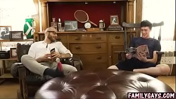 Play Dad and son measure their dicks and then fuck