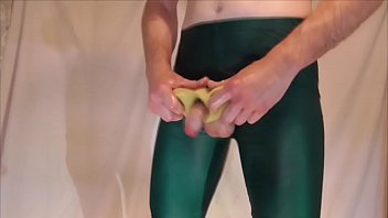 Play Sponge fucked hard though green lycra shorts