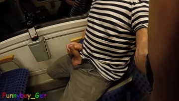 Play Public Masturbation: Hot Amateur Flashes His Big Cock and Cums in Train Car