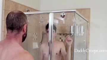  Stepdad Can’t Resist Fucking His Curious Gay Stepson in the Shower