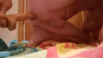 Play Experience Intense Anal Orgasm with Dildo Play on Knees