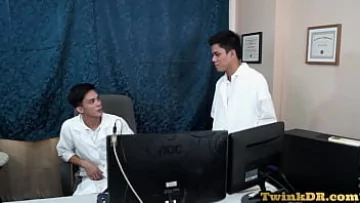 Play Asian Twinks in Medical Uniforms Get Naughty with Bareback Anal Sex and Sex Toys in the Office