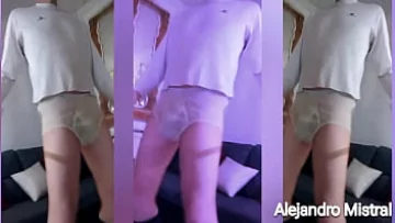 Play Mature Man Loves Wearing Nylon Panties to Show Off His Package